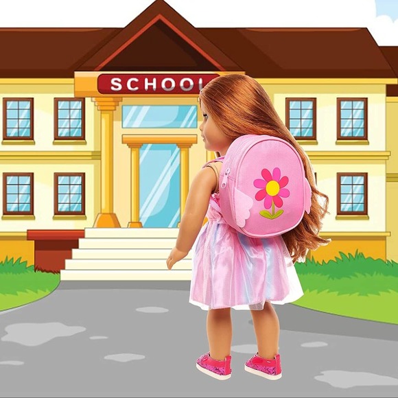 36pcs for 18 Inch Girl Doll Study Theme Kit with 1 Skirt 1 Backpack 1 Pink Glass - Picture 7 of 7